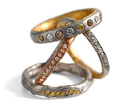 Gold and silver rings