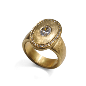 Oval signet diamond ring