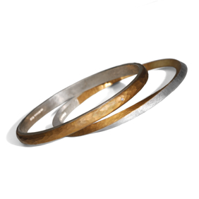 silver and 22ct gold bangles