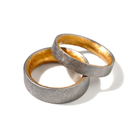Platinum and gold wedding rings