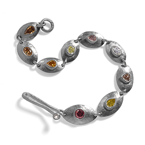 Platinum vivid natural coloured diamond bracelet