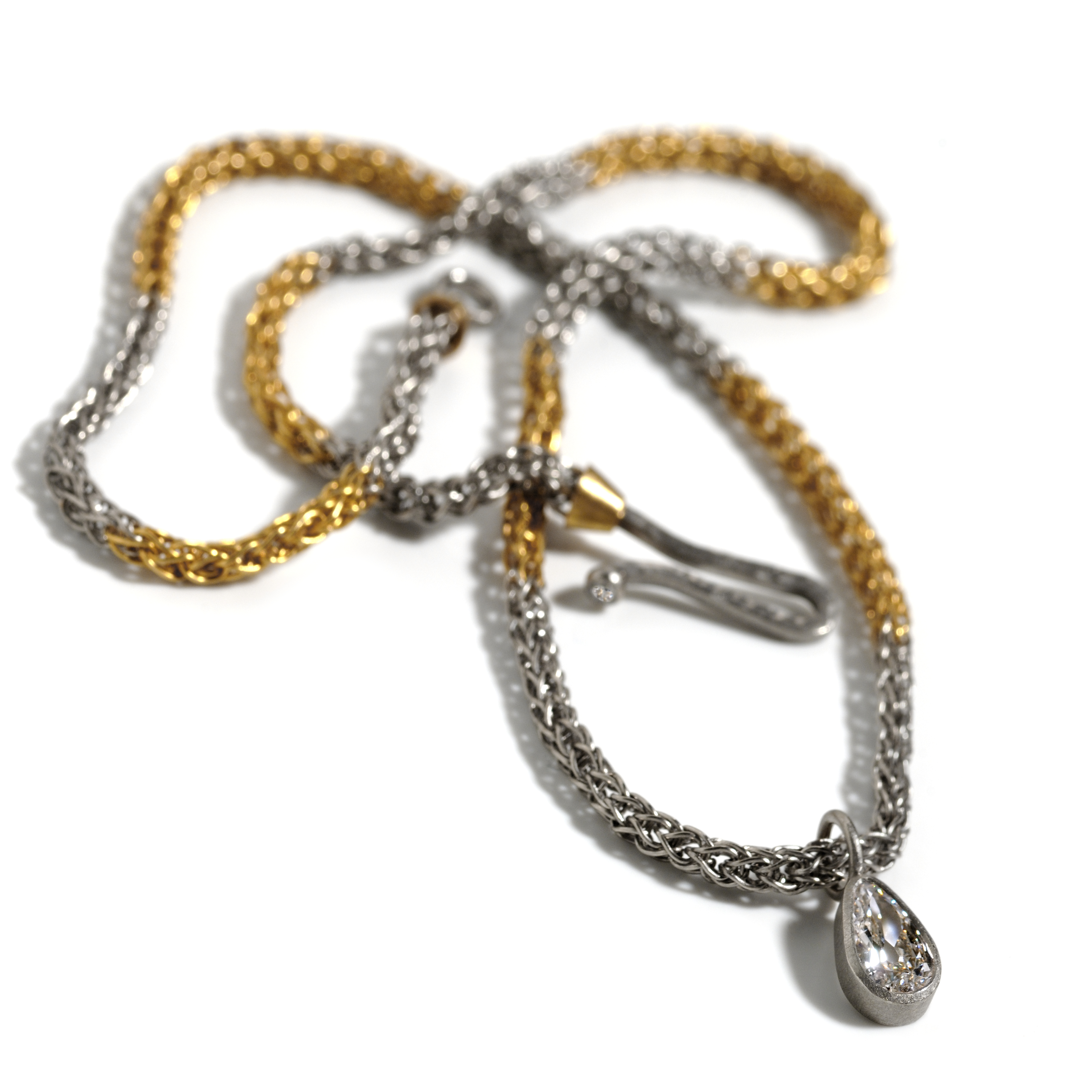 pear shaped old cut diamond necklace