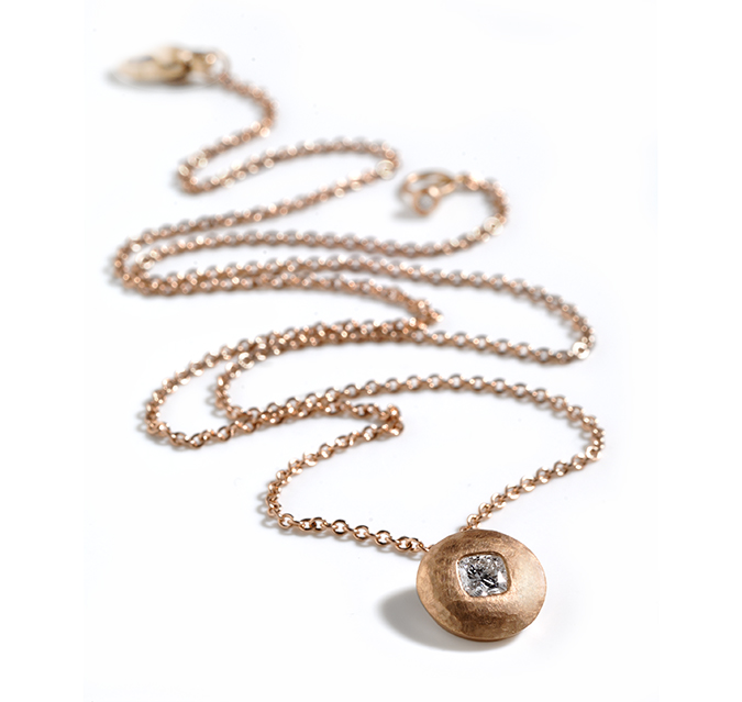 18ct rose gold disc necklace