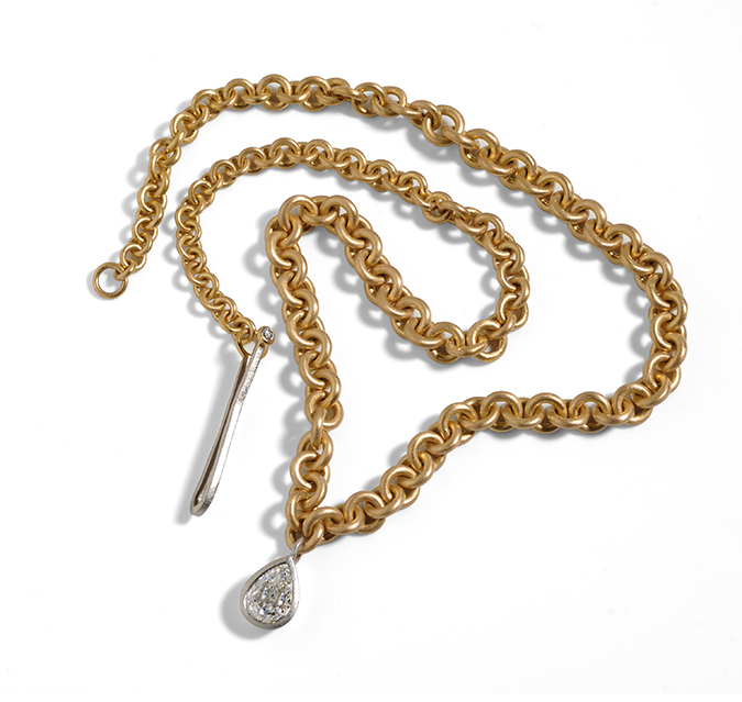 Pear shaped diamond necklace