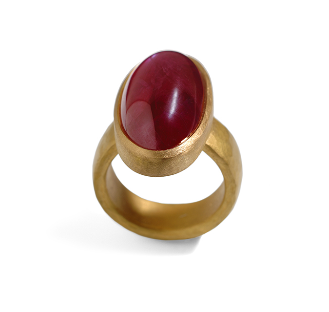Cabouchon ruby ring