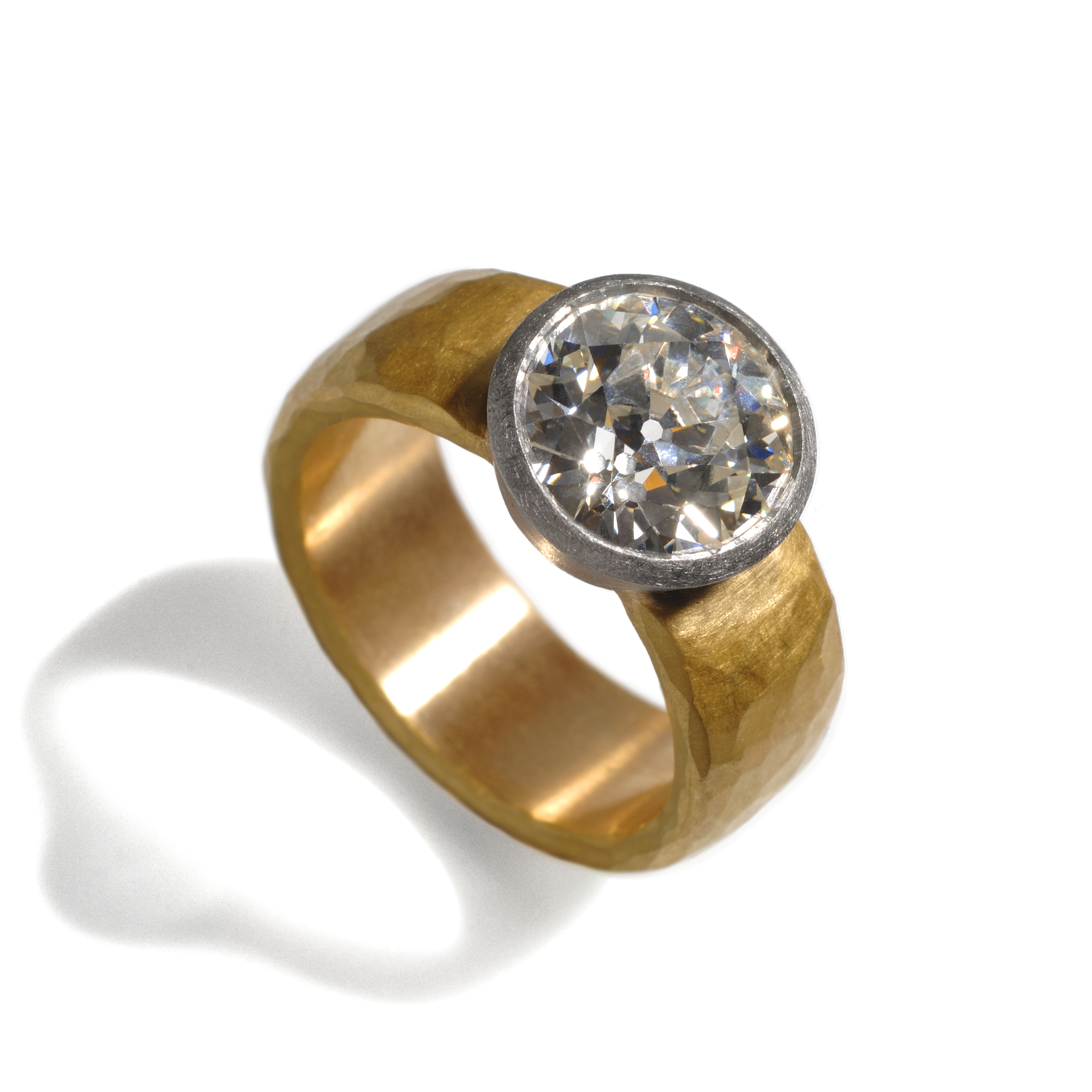 platinum and gold old cut ring