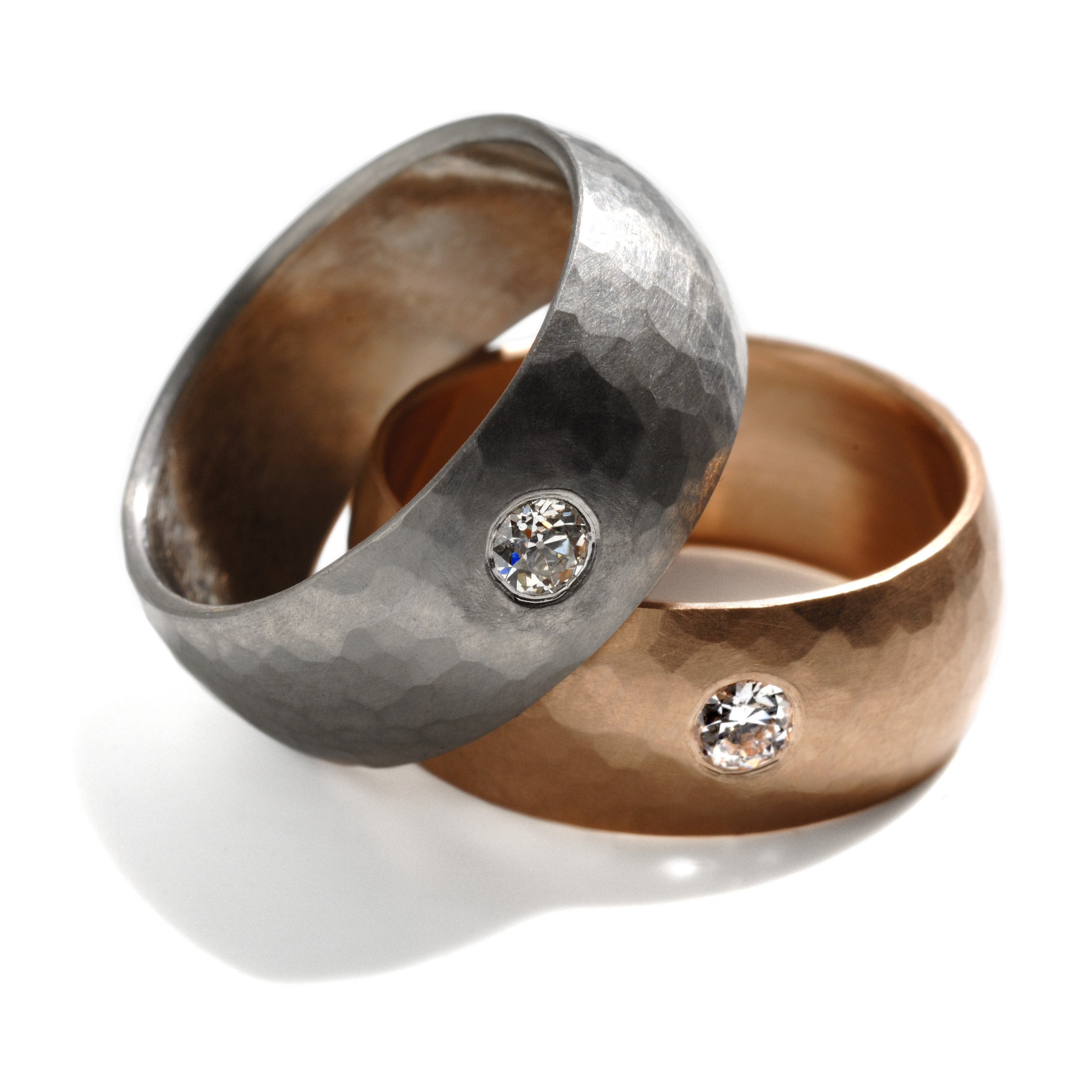 platinum and rose gold diamond rings